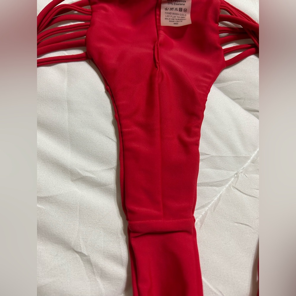 Beach Bunny Bikini Bottoms String Hipster Hot Short Cheeky Red Medium - Picture 7 of 7